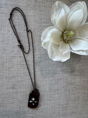 Delicate Black Pendant Necklace with Crystal Accents - Women Jewelry